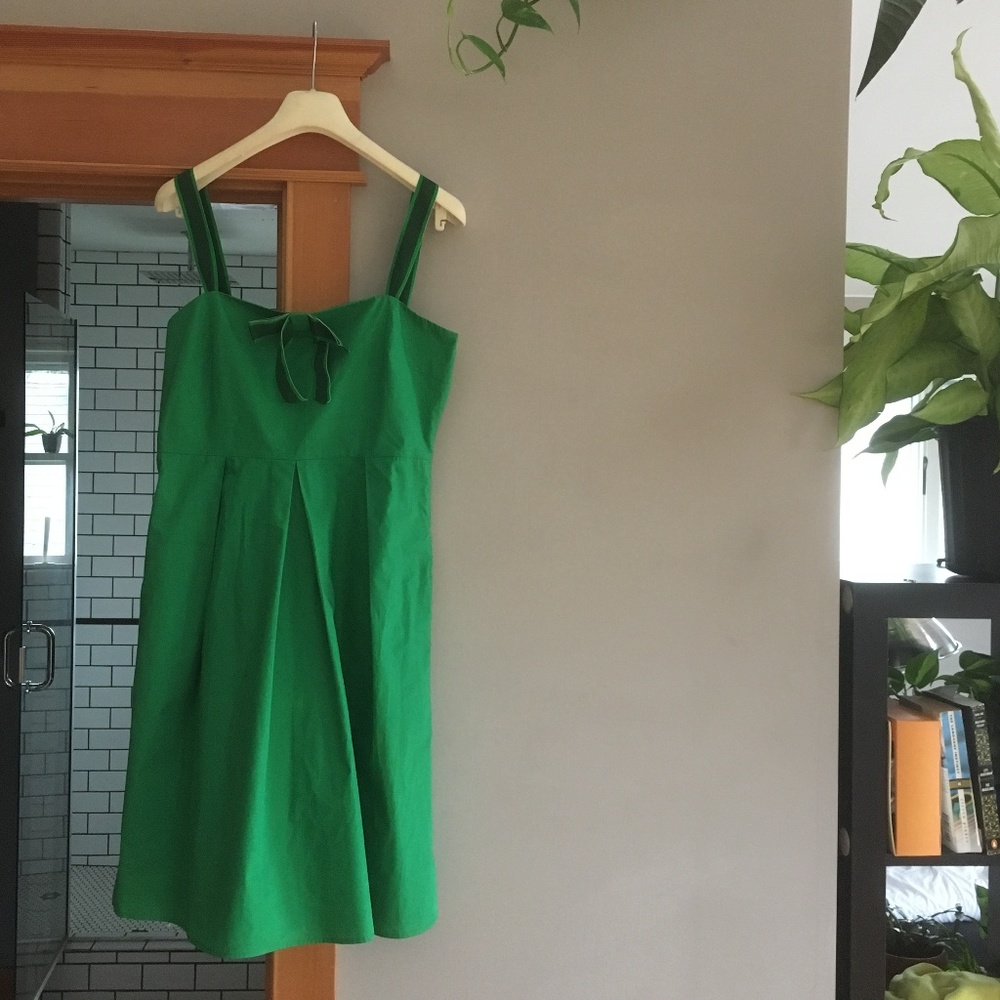 Tocca Green Cotton Ribbon Bow Dress NWOT 12